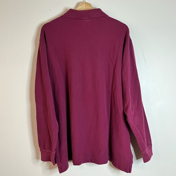 L.L. Bean Burgundy Long-Sleeve Polo Shirt Men’s Large 100% Cotton Classic Fit - Picture 10 of 16